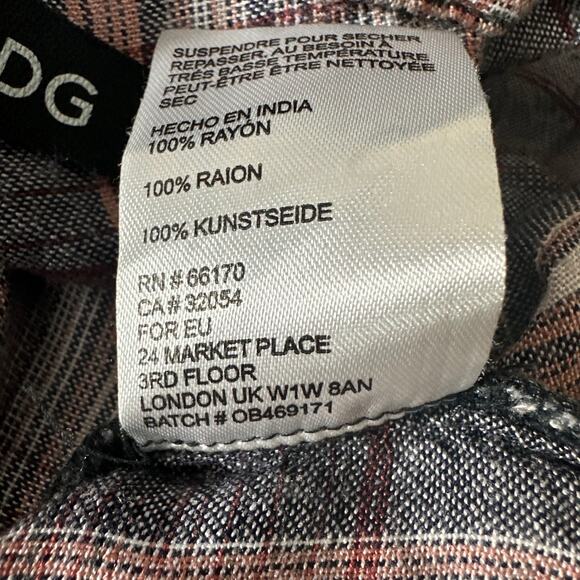 BDG Urban Outfitters Melanie Oversized Plaid Button Down Tie Front Top Sz M - Picture 10 of 11